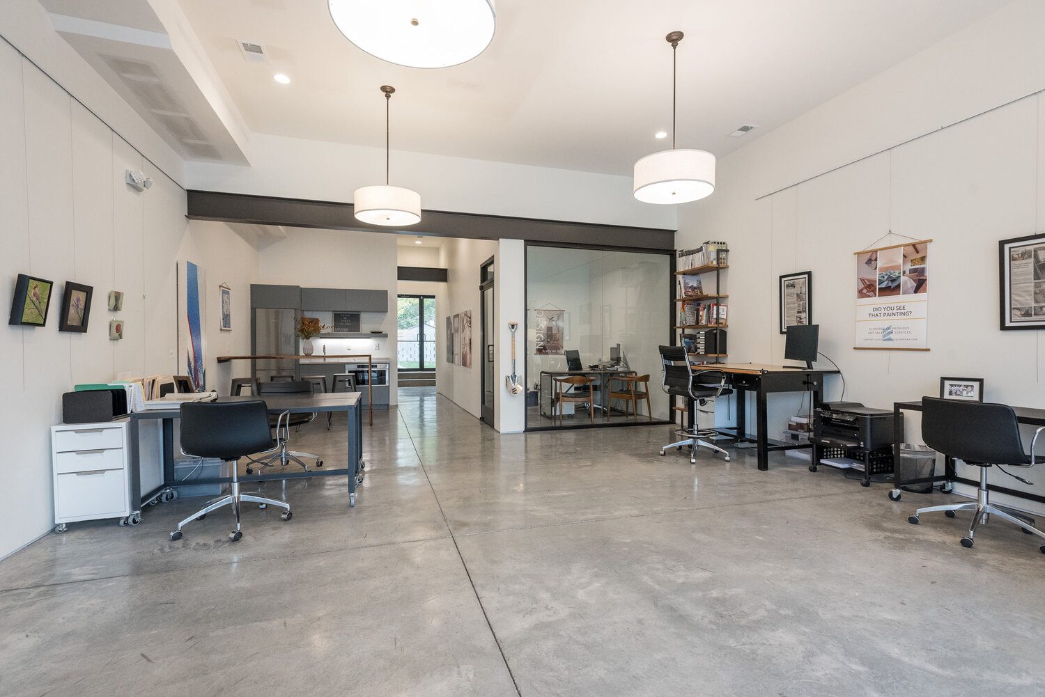 Custom office renovation with open floor plan.