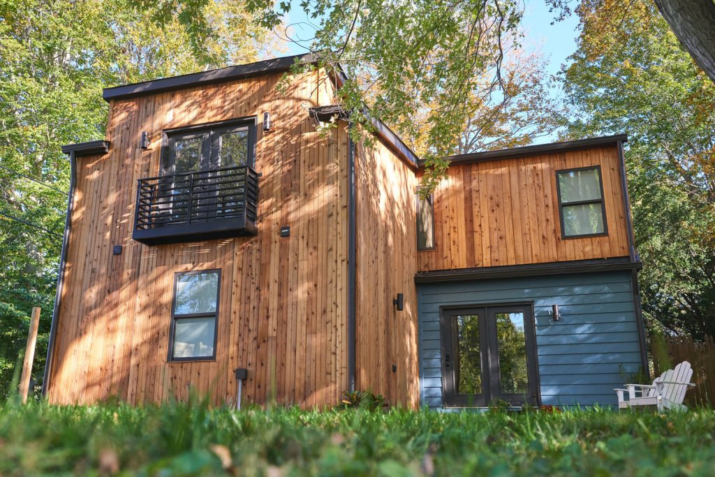 The exterior of a custom modern contemporary home.