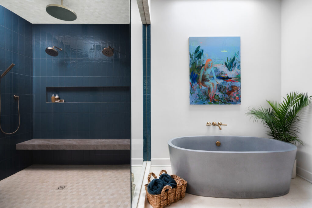 The Hope Hill's custom primary bathroom.