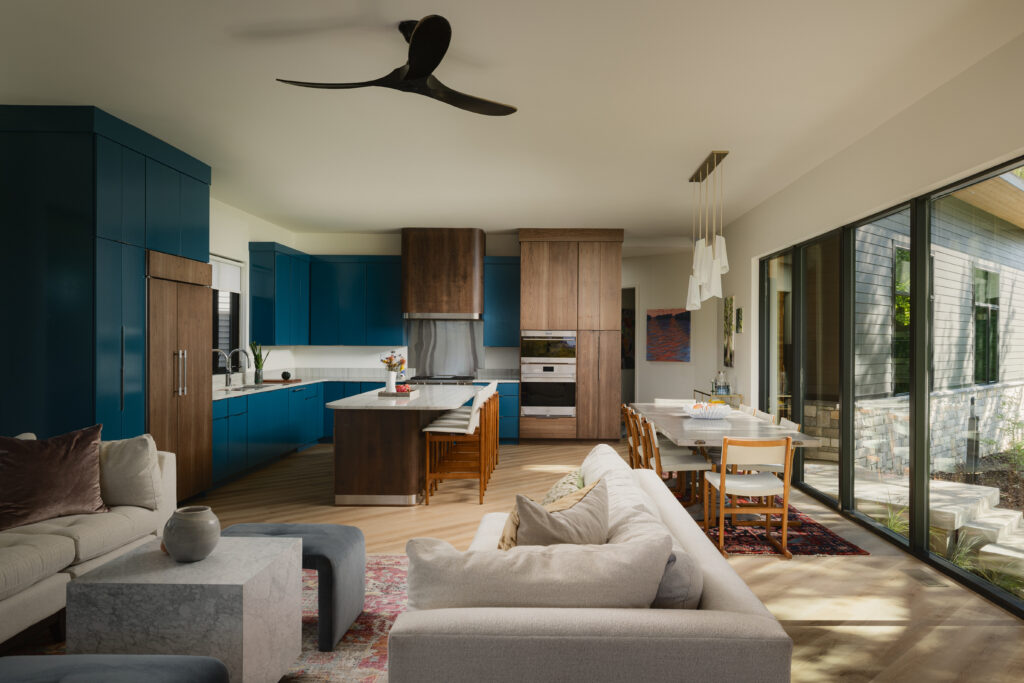 The Bower colorful kitchen with Sherwin Williams Silken Peacock color.