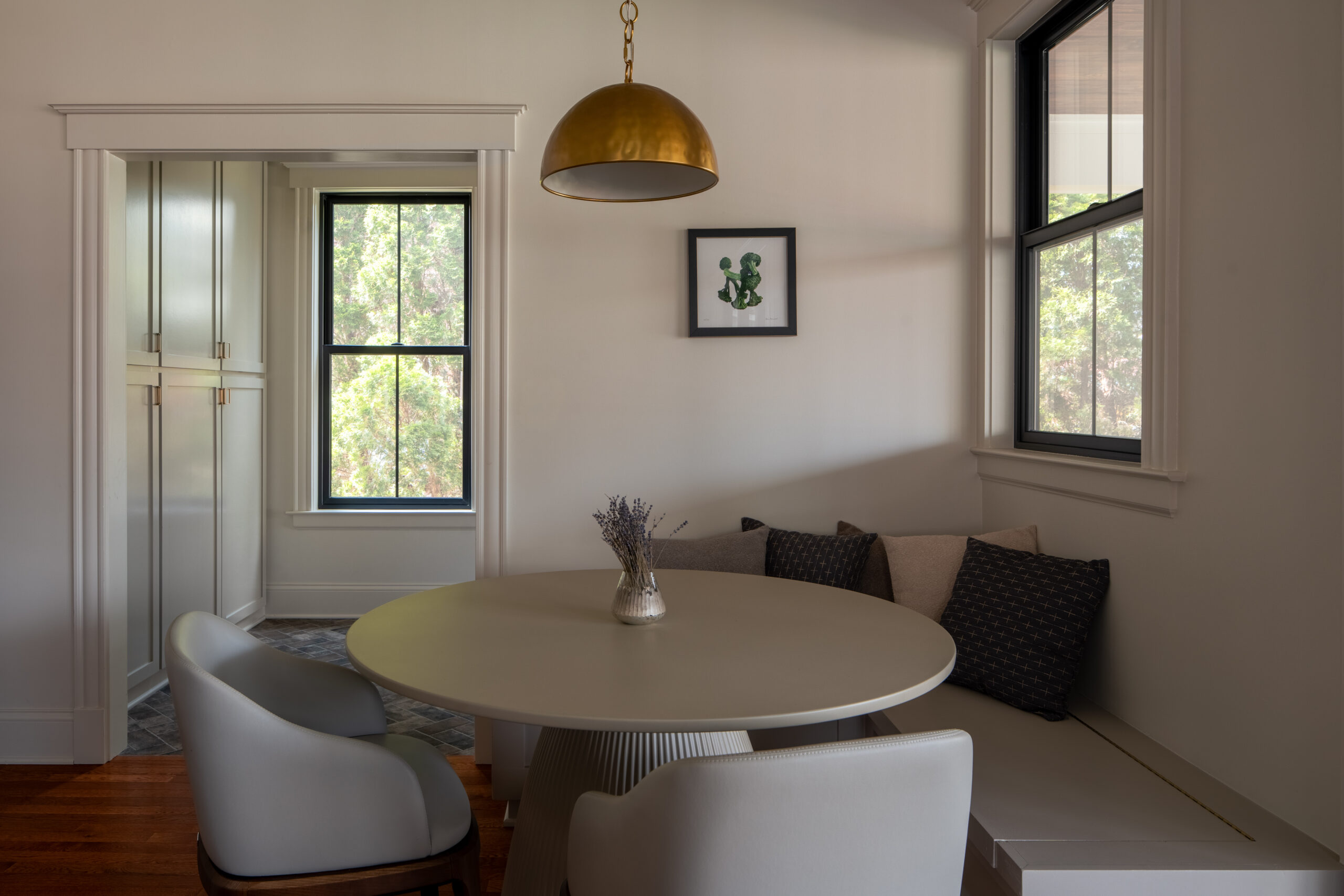 Renovated book nook in renovated kitchen