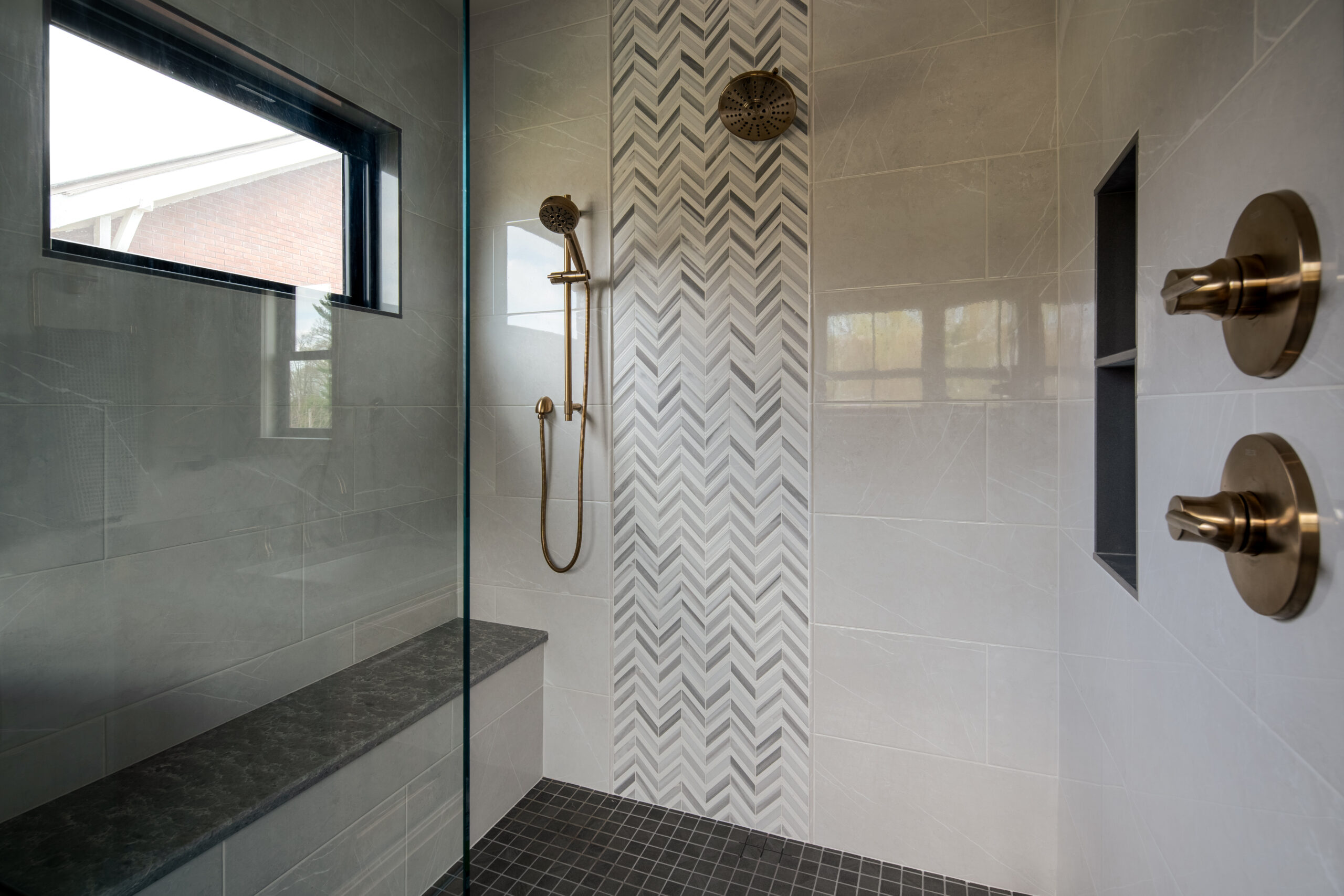 Renovated shower for a primary suite in Louisville